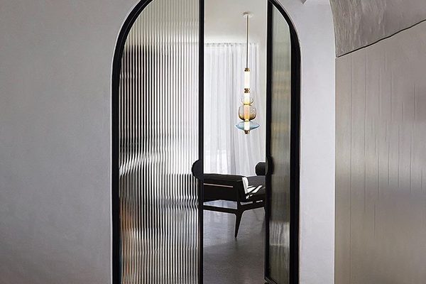 fluted glass door